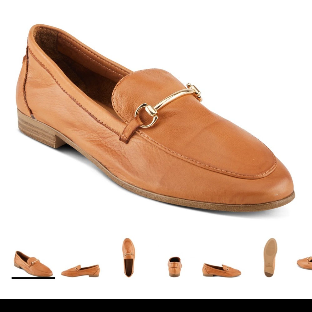 Brand new Spring Step Tan Leather Loafers with Gold Hardware, super soft leather